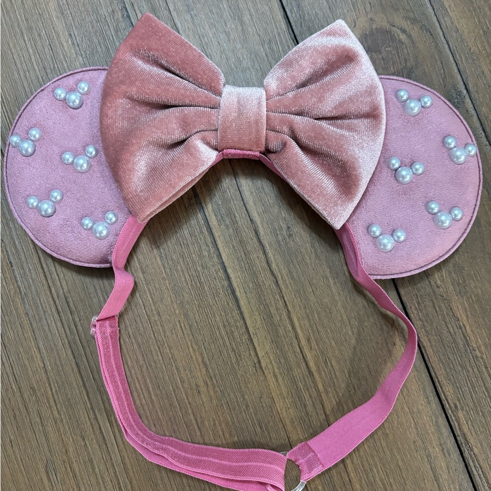 Disney Mickey mouse ears with adjustable stretch band, mauve pink color